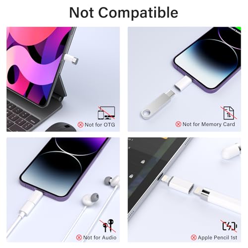 USB C Type C to Lightning Adapter MFi Certified 4 Pack 27W Fast Charging Support Data Sync,Lightning to USB Type C Cable Adapter for iPhone/iPad/for Airpods,with Anti-Lost Loop,Not for Audio/OTG - Image 6