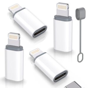 USB C Type C to Lightning Adapter MFi Certified 4 Pack 27W Fast Charging Support Data Sync,Lightning to USB Type C Cable Adapter for iPhone/iPad/for Airpods,with Anti-Lost Loop,Not for Audio/OTG