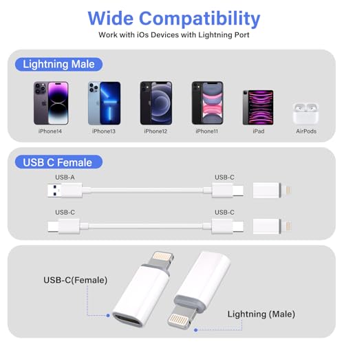 USB C Type C to Lightning Adapter MFi Certified 4 Pack 27W Fast Charging Support Data Sync,Lightning to USB Type C Cable Adapter for iPhone/iPad/for Airpods,with Anti-Lost Loop,Not for Audio/OTG - Image 7