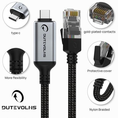 USB C to Ethernet Cable 10FT, Type C to RJ45 Nylon Cord, Gigabit Directly Connected, Compatible for MacBook Pro, iPad Pro, Smartphone, Laptop, PC - Image 6