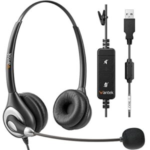 USB Headset with Microphone Noise Cancelling & Audio Controls, Computer Headphones for PC Laptop, Business, Home Office, Call Center, Skype, Zoom, Webinar, Clear Chat, Super Light,Binaural
