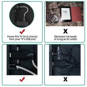 USB Power Cable for Fire Stick, Adapter Cord Plug Replacement, Powers Amazon FireStick Directly from TV USB Port, Eliminates The Need for a Charger