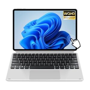 VGKE 2-in-1 Touch-Screen Laptop, 12.3″ 3K IPS Tablet PC with Keyboard, Celeron J4125, Up to 2.7Ghz, 8GB RAM, 256GB SSD, USB Type-C, Webcam, Silver