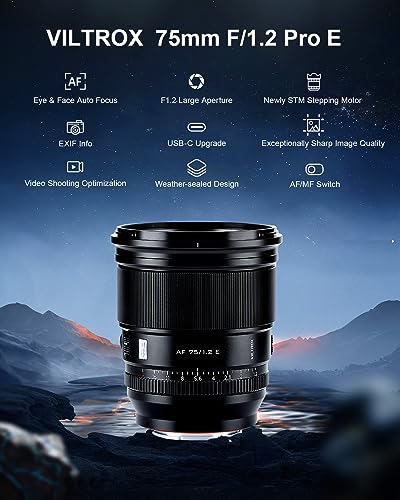 VILTROX 75mm f/1.2 F1.2 PRO E Lens APS-C Auto Focus Ultra Wide Angle Prime Lens Compatible with Sony E-Mount Mirrorless Cameras a7R a7RIII a7IV a7RV A1 ZV-E1 a6000 a6400 a6600 ZV-E10 FX30 - Image 3