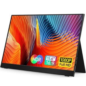VILVA Portable-Monitor-for-Laptop – 15.6” 1080P FHD IPS Display USB-C HDMI Portable Monitor for Laptop with Cover and Speakers External Monitor for Laptop/PC/Mac/Phone/Xbox Switch/PS4/