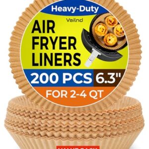 Vailnd Small Round Air Fryer Liners Disposable, 200 PCS 6.3″ Air Fryer Paper Liners for Ninja AF101, Non-Stick and Oil Proof Baking Paper Liner for 2-4 qt Airfryer Basket