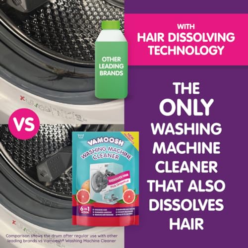 Vamoosh 6-in-1 Washing Machine Cleaner, Dissolves Hair, Removes Limescale, Deep Clean, Leaves Smelling Fresh, Descales. 2 Sachets, 2 Washes (Pink Grapefruit) - Image 6