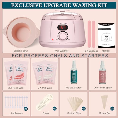 Waxing Kit for Women Hair Removal with Silicone Wax Warmer Liner, Digital Waxing Machine Hard Wax Kit for Full Body, Arms, Legs, Face, Bikini, Brazilian Wax Kit for Women Men Sensitive Skin - Image 4