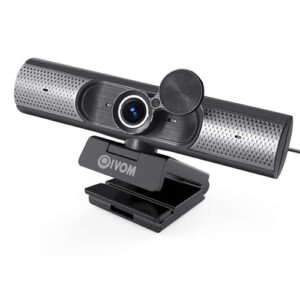 Webcam With Microphone and Speaker, 1080P Web Camera for Desktop Computer Laptop, USB With Physical Privacy Cover, Plug and Play, Streaming, Wide Angle 3 in 1