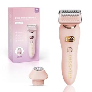 Women’s Electric Shaver Waterproof 2-in-1 Bikini Trimmer & Body Epilator with LED Display, Type-C Charging, Rechargeable Cordless Lady Shaver for Sensitive Skin, Painless Hair Removal (Pink)