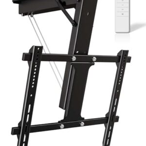 ‌Ywin Motorized TV Mount with Remote – Drop Down Ceiling TV Mount Bracket for 32″ to 70″ TVs, 90lbs Capacity, Quiet Motor, 75° Tilt & Anti-Collision Design (Black)