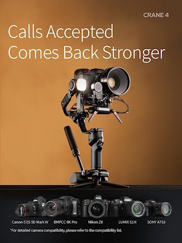 ZHIYUN Crane 4 Combo, 3-Axis Gimbal Stabilizer for DSLR and Mirrorless Camera, Nikon Sony Panasonic Canon Fujifilm BMPCC 6K, Fill Light, PD Fast Charge - Image 7