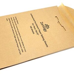 Zenlogy 10×15 Parchment Paper (100 Sheets) – Unbleached, High Heat, Non-stick, Pre-cut Baking Paper for Jelly Roll Pans – Great for Baking, Roasting, Wrapping, Dehydrator, and so much more