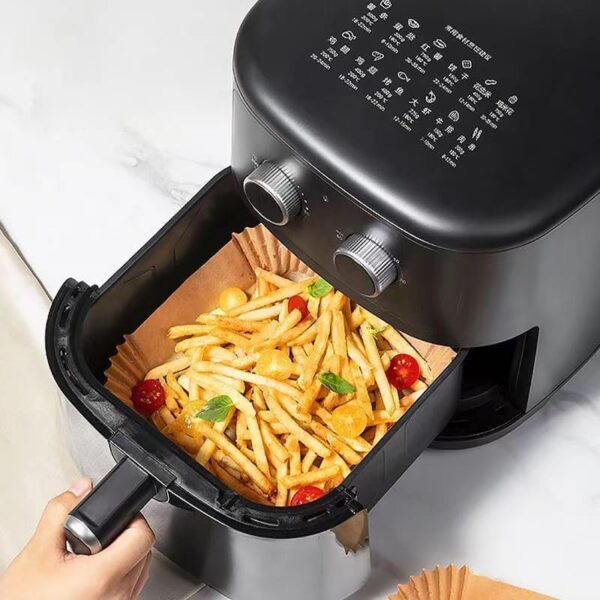 air fryer paper liners, 150pcs disposable airfryer liners parchment papers, square 8inch Non-stick sheets, air fryer liners disposable basket, Free of Bleach - Image 3