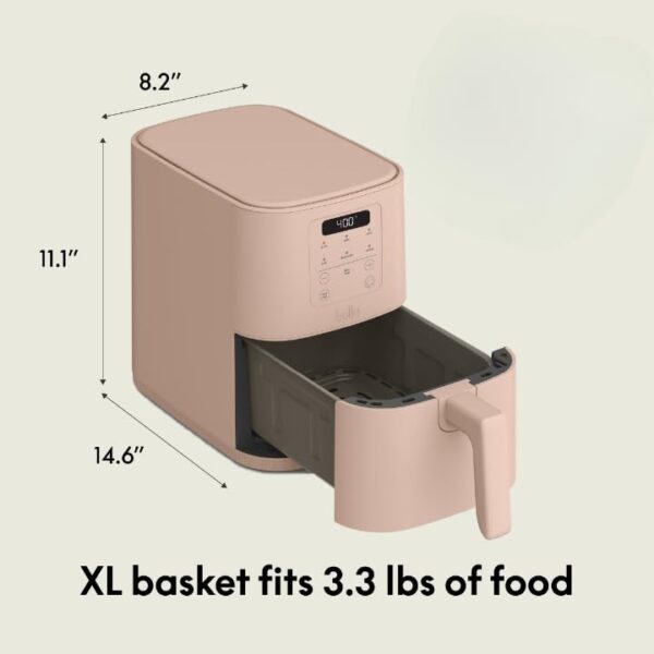 bella 4Qt Slim Air Fryer, Fits-anywhere™ Kitchenware, EverGood™ Ceramic Nonstick Coating, Adjustable Temperature, 6 Preset Cooking Options, 60 Min Auto Shutoff w Audible Tone, 3.3lb Capacity, Blossom - Image 3