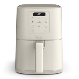 bella 4Qt Slim Air Fryer, Fits-anywhere™ Kitchenware, EverGood™ Ceramic Nonstick Coating, Adjustable Temperature, 6 Preset Cooking Options, 60 Min Auto Shutoff w Audible Tone, 3.3lb Capacity, Oatmilk
