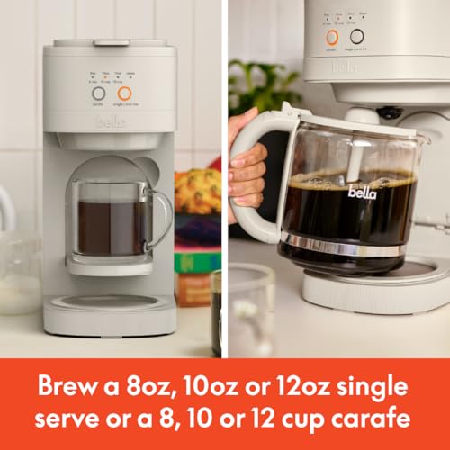 bella VersaBrew 2-in1 Coffee Maker, Fits-anywhere Kitchenware, Brew 3 Sizes Carafes & Single Serve Cups, Dishwasher Safe Reusable Filter & Filter Holder, Iced Coffee Function, 60oz Tank, Oatmilk - Image 5