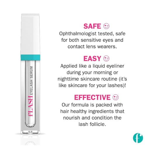 fLASH Eyelash Serum for Long, Curled Natural Lashes - Enhances & Strengthens, Safe & Effective Formula for Contact Wearers & Sensitive Eyes, 3 Month Supply - 2mL (0.07 Fl Oz) - Image 4