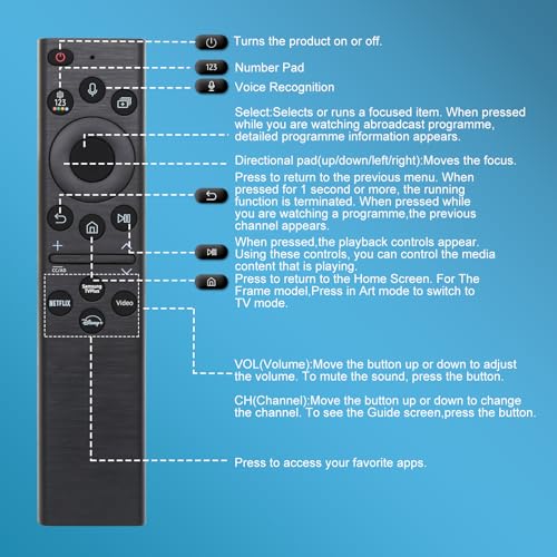 for Samsung Remote Control for Smart Tv with Voice Control, for Samsung TV Remote Control Replacement, for Frame Tv Remote Smasung Crystal Neo LED 4K Ultra HD TVs(No Solar) 1-Year Warranty. - Image 5