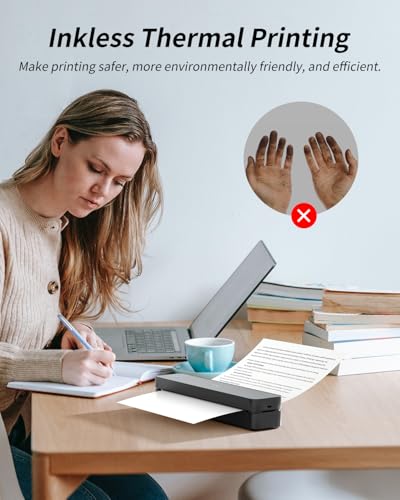 iDPRT Portable Thermal Printer, MT610 Pro Wireless for Travel, 300 DPI Bluetooth Inkless Printer Support 8.5" X 11" US Letter&A4&A5 Thermal Paper for Home, Compatible with iOS, Android, Laptop, Black - Image 3