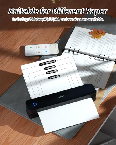 iDPRT Portable Thermal Printer, MT610 Pro Wireless for Travel, 300 DPI Bluetooth Inkless Printer Support 8.5" X 11" US Letter&A4&A5 Thermal Paper for Home, Compatible with iOS, Android, Laptop, Black - Image 6