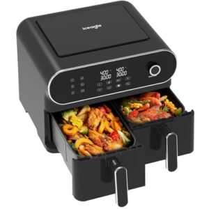 iceagle Dual Air Fryer 11 Quart – 6-in1 Airfryer with 2 Frying Baskets, Precise-control Knob | Sync & Dual Cook Functions to Ary Fry, Roast, Broil, Reheat and Dehydrate for Easy and Crispy Meals