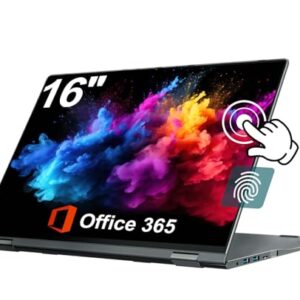 jumper Laptop 16 inch, Laptop Computer with 1 Year Office 365, 16GB DDR4 640GB Storage, Backlit Keyboard, Fingerprint Reader, 7000mAh, WiFi 6, 1920×1200, 360 Degree Rotation, Type-C Full Function