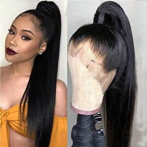 sdamey 360 Straight Lace Front Wigs Human Hair HD Transparant Full Lace Wigs For Women 200 Density Wigs Human Hair Pre Plucked With Baby Hair 12A Brazilian Virgin Hair Natural Color 26inch