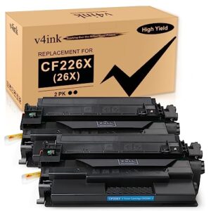 v4ink 2-Pack Compatible 26X Toner Cartridge Replacement for HP 26X CF226X Toner Cartridge High Yield Black Ink for HP Pro M402n M402dn M402dne M402dw MFP M426fdw M426fdn M426dw M402 M426 New Version