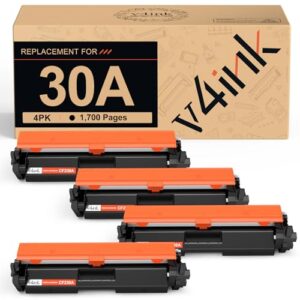 v4ink Compatible 30A CF230A Toner Cartridge Replacement for HP 30A 30X CF230A Toner Cartridge Black Ink for HP Pro M203d M203dn M203dw M227fdn M227fdw M227sdn Printer (4Pack Newest Version)
