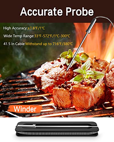 BFOUR Meat Thermometer Wireless Bluetooth, LCD Digital Meat Thermometer with Dual Probe, Wireless Remote BBQ Thermometer for Smoker Kitchen Cooking Grill Thermometer for Grilling BBQ Oven - Image 7