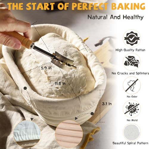 Cast Iron Dutch Oven for Bread Baking, With Banneton Bread Proofing Basket & Baking Supplies, 7.5QT Multi-Functional Dutch Oven Pot with Lid, Cast Iron Bread Pan, Black - Image 5