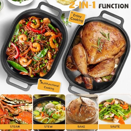 Cast Iron Dutch Oven for Bread Baking, With Banneton Bread Proofing Basket & Baking Supplies, 7.5QT Multi-Functional Dutch Oven Pot with Lid, Cast Iron Bread Pan, Black - Image 6