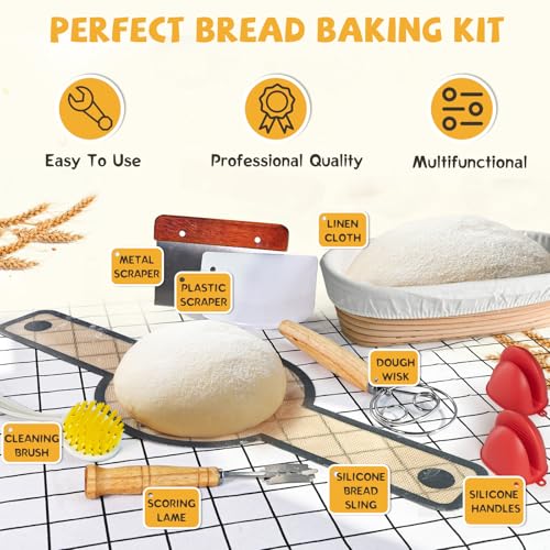 Cast Iron Dutch Oven for Bread Baking, With Banneton Bread Proofing Basket & Baking Supplies, 7.5QT Multi-Functional Dutch Oven Pot with Lid, Cast Iron Bread Pan, Black - Image 7