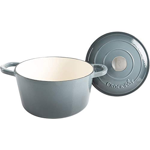 Crock Pot Artisan 5 Quart Enameled Cast Iron Round Dutch Oven, Slate Gray - Image 4