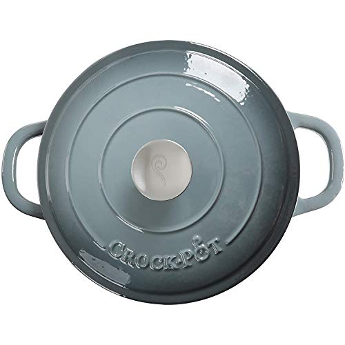 Crock Pot Artisan 5 Quart Enameled Cast Iron Round Dutch Oven, Slate Gray - Image 5
