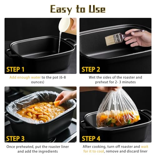 Electric Roaster Liners 34 x 18 Inch, 10 Count Disposable Roasting Oven Liners for 16, 18, 22 Quart Roasters, Plastic Cooking Bags for Immediate Cleanup - Image 6