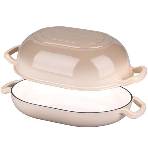 Enameled Cast Iron Sourdough Bread Oven, Dutch Oven, Loaf Cast Iron Bread Pan for Homemade Bread Baking, Meatloaf Pan with Lid, 7QT, Latte - Image 7