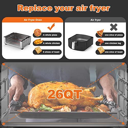 Geek Chef Air Fryer Oven 26 QT, Big Air Fryer, Toast Oven with Bake, Roast, Pizza, Easy to Use & Clean, 6 Slice Toast, Stainless Steel - Image 6