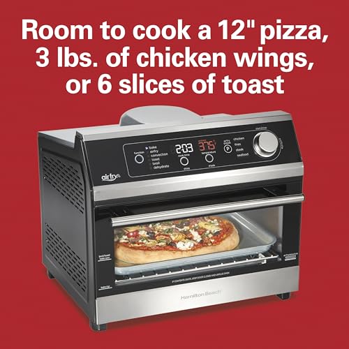 Hamilton Beach Digital Air Fryer Toaster Oven Combo, 10 Ways to Cook, 4 Preset Functions, Stay On & 1800 Watts, LED Capacitive-Touch Controls, 2 Rack Positions, Fits 12” Pizza, Black & Stainless Steel - Image 7