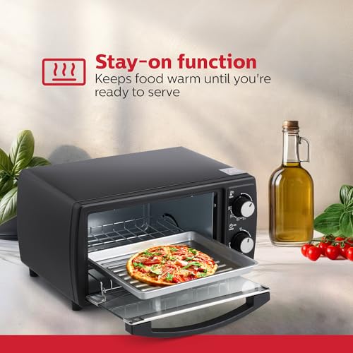 Holstein Housewares 4 Slice Countertop Toaster Oven with 60 Minute Timer Includes Pan and Wire Rack, Perfect for Baking, Broiling, and Toasting Compact Design in Sleek Black for Convenient Kitchen Use - Image 6
