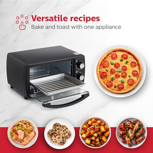 Holstein Housewares 4 Slice Countertop Toaster Oven with 60 Minute Timer Includes Pan and Wire Rack, Perfect for Baking, Broiling, and Toasting Compact Design in Sleek Black for Convenient Kitchen Use - Image 8