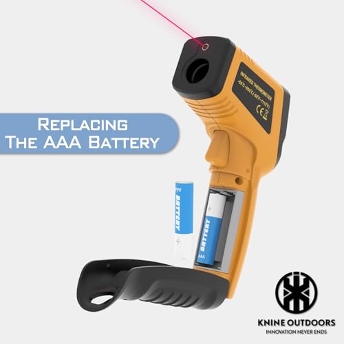 KNINE OUTDOORS Infrared Thermometer Laser Temperature Gun, -58℉ to 1112℉, Single Laser Targeting, Distance to Spot Ratio 12:1, for Cooking, Oven and Meat (Orange) - Image 6