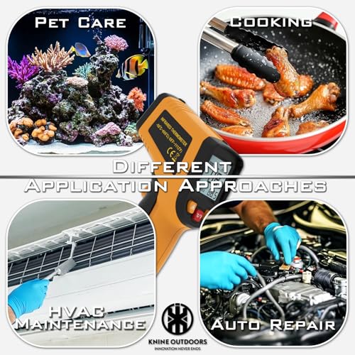 KNINE OUTDOORS Infrared Thermometer Laser Temperature Gun, -58℉ to 1112℉, Single Laser Targeting, Distance to Spot Ratio 12:1, for Cooking, Oven and Meat (Orange) - Image 7