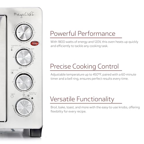 MegaChef 47 Quart Electric French Door Rotisserie Convection Counter Top Oven with Convection and Oven Lamp - Image 8