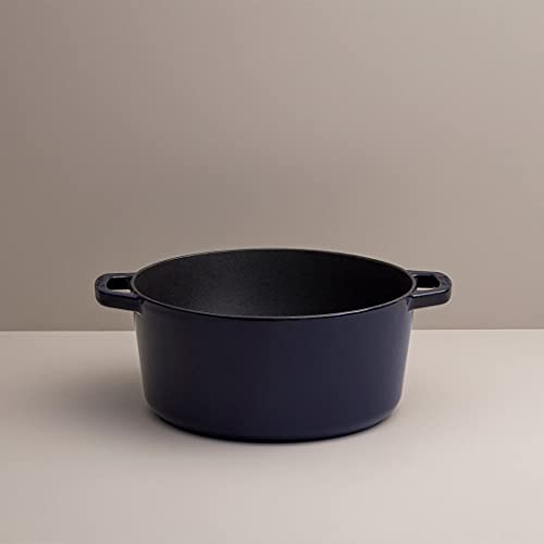 Milo by Kana 3.5-quart Enameled Cast Iron Dutch Oven with Lid | Premium Casserole Cooking Pot | Enamel Coating Inside and Out | Oven Safe and Dishwasher Friendly (Navy Blue with Gold Knob)) - Image 3