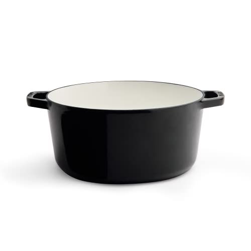 Milo by Kana 5.5-quart Enameled Cast Iron Dutch Oven with Lid | Premium Casserole Cooking Pot | Enamel Coating Inside and Out | Oven Safe and Dishwasher Friendly (Gloss Black with Gold Knob) - Image 4