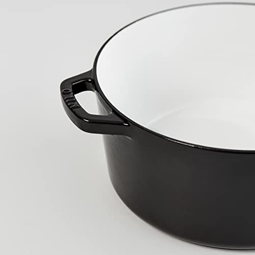 Milo by Kana 5.5-quart Enameled Cast Iron Dutch Oven with Lid | Premium Casserole Cooking Pot | Enamel Coating Inside and Out | Oven Safe and Dishwasher Friendly (Gloss Black with Gold Knob) - Image 8