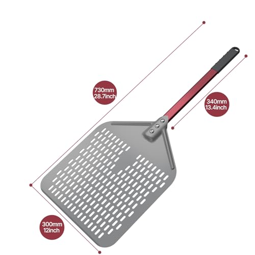crosson 12”×16" Perforated Pizza Peel, Pizza Spatula Paddle, Lightweight Pizza Turning Peel with 16“ Long Handle, Pizza Oven Accessories, Pizza Tools, Rectangle Pizza Turner - Image 4